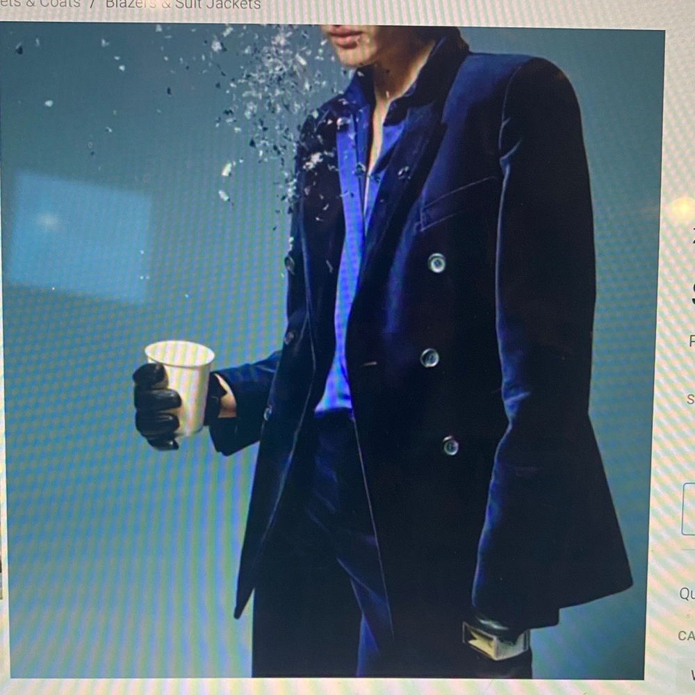 Zara midnight Blue ZW Velvet Blazer